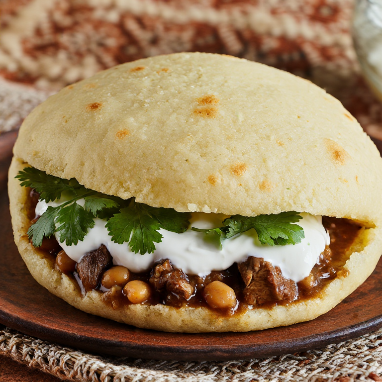 Arepa afgana rellena de Qorma-e-Nakhod (estofado de cordero y garbanzos)