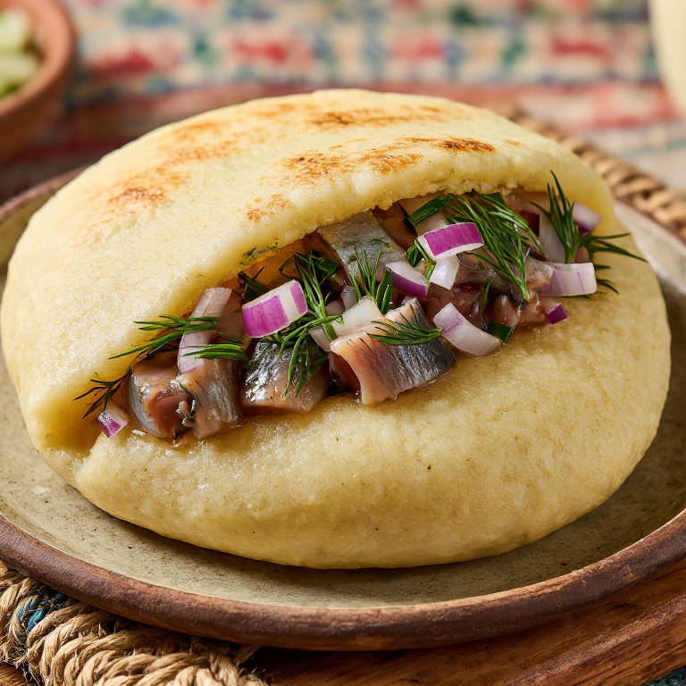 Arepa de Arenque Ahumado y Eneldo de las Islas Åland
