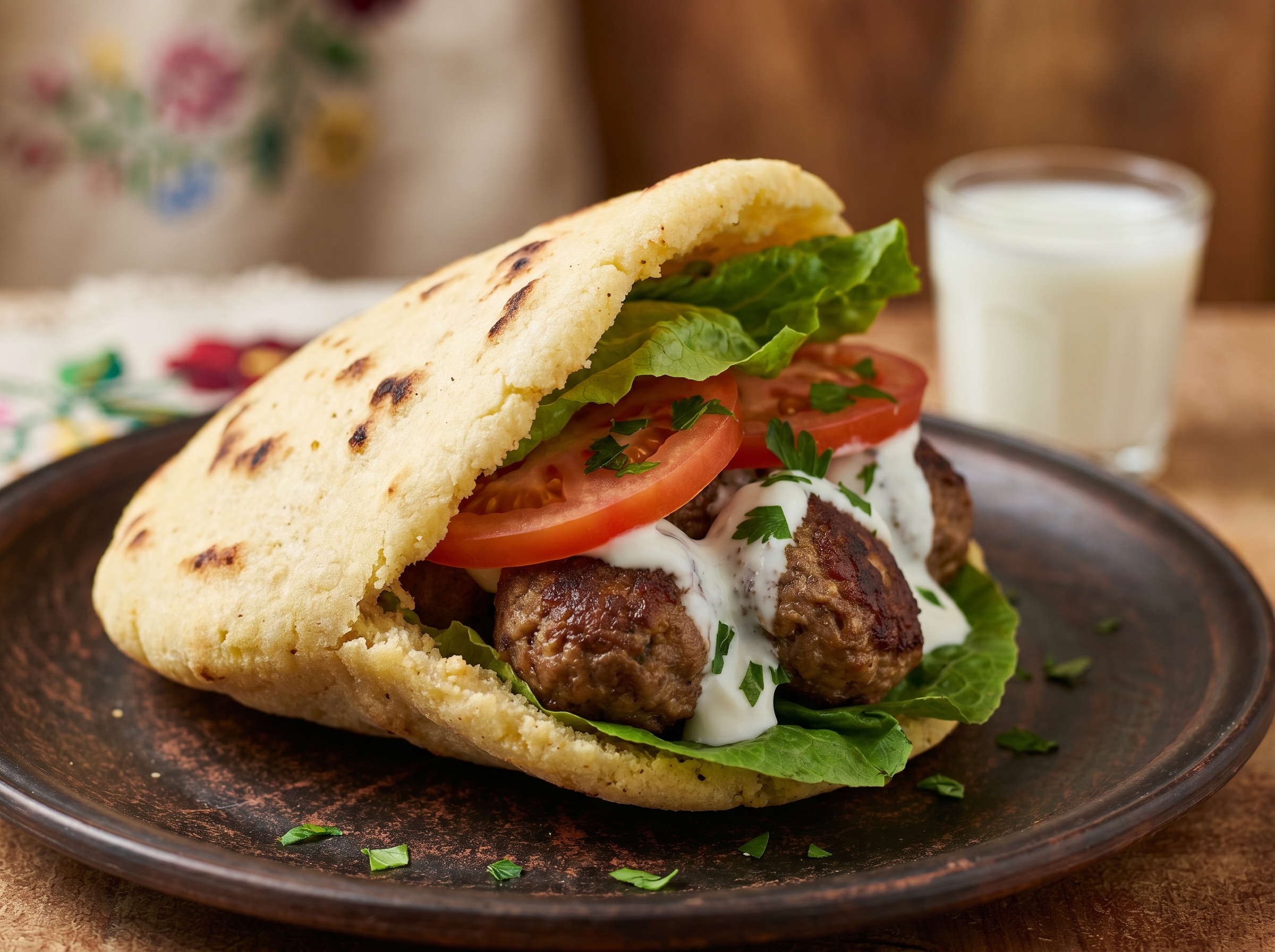 Arepa de Qofte Albanés (Arepa Rellena de Albóndigas al Estilo de Bulqizë)