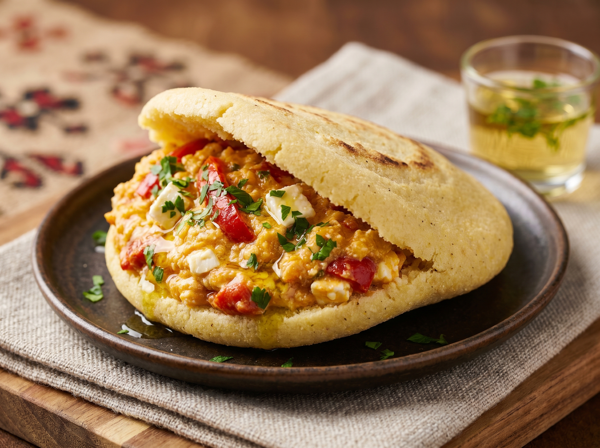 Arepa rellena de Fërgesë albanesa
