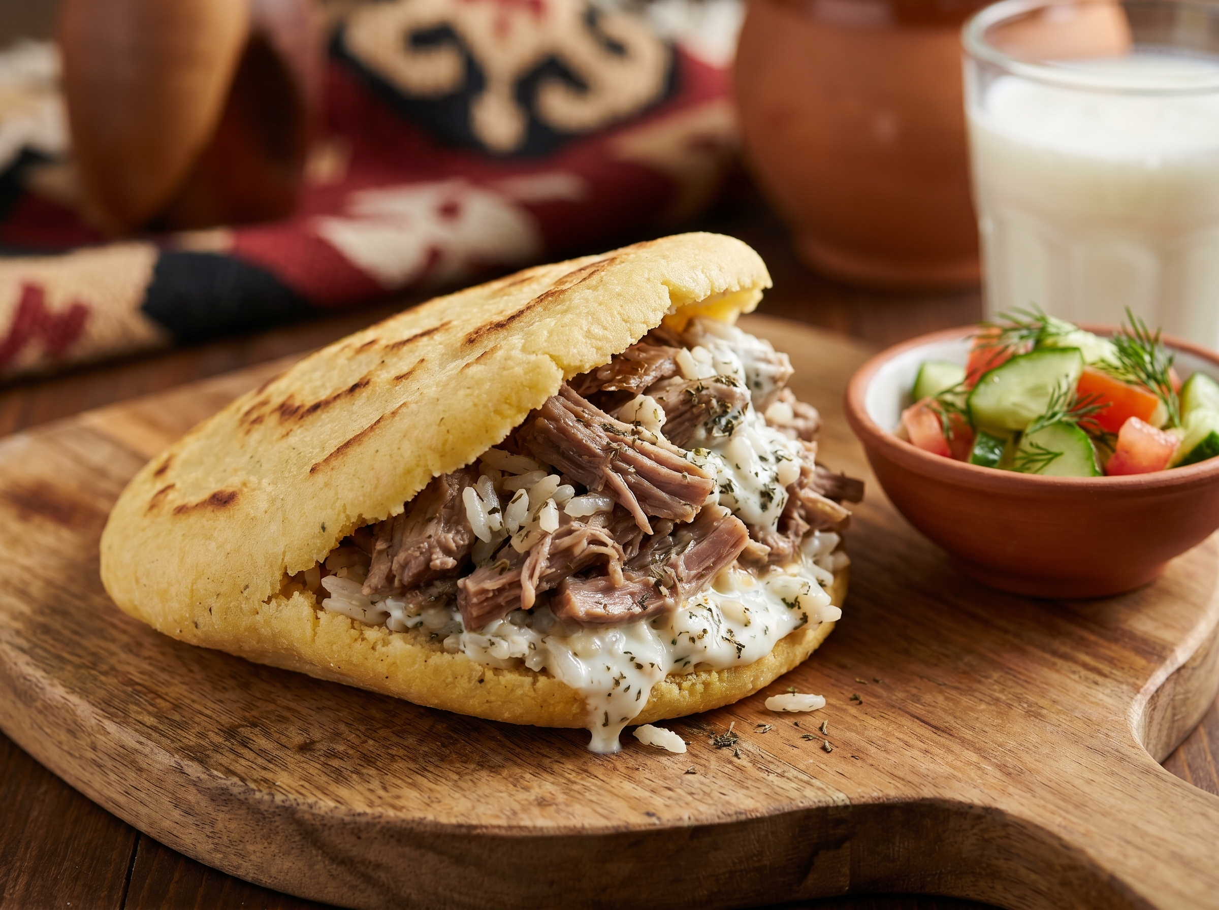 Arepa estilo Tavë Kosi de Krujë