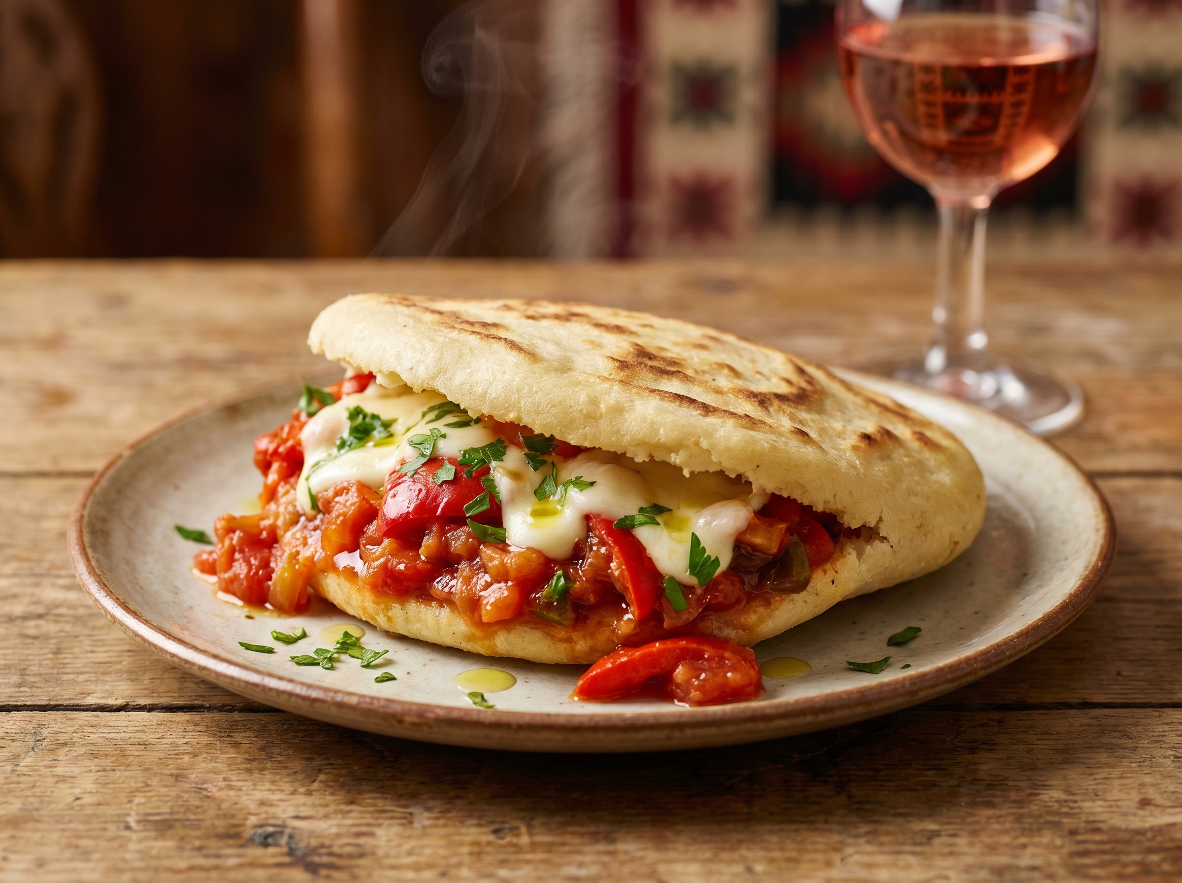 Arepa albanesa inspirada en Fërgesë