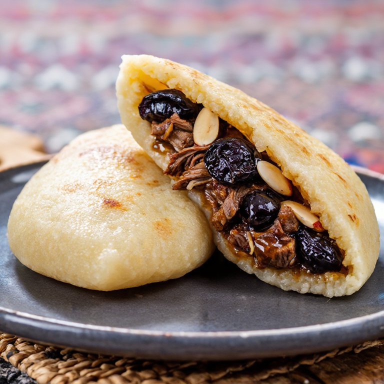 Arepa de Tajine de Cordero con Ciruelas y Almendras