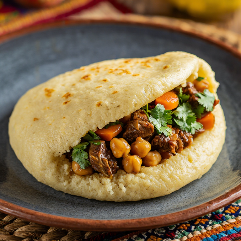 Arepa de Cuscús con Cordero y Especias Argelinas