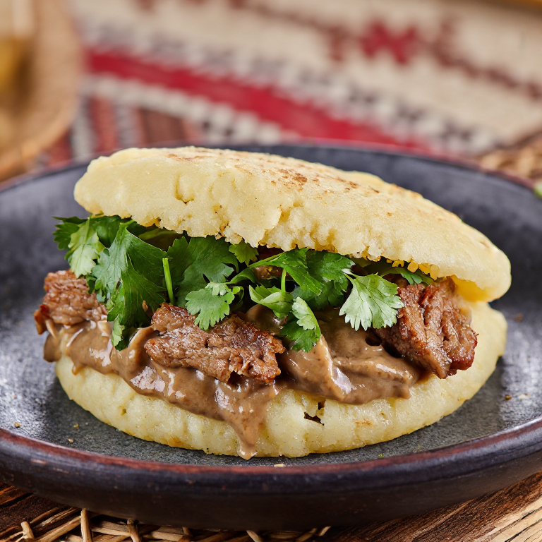 Arepa Samoa con Puerco Asado y Taro