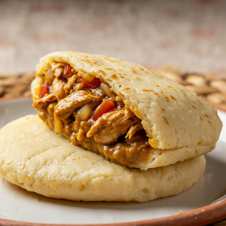 Arepas de Muamba de Ginguba (Arepas Rellenas de Pollo en Salsa de Cacahuate al Estilo Angoleño)