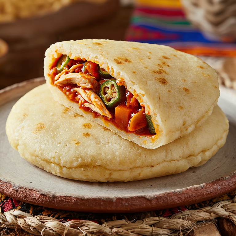Arepa Rellena de Muamba de Galinha (Arepa con Pollo al Estilo Angoleño)