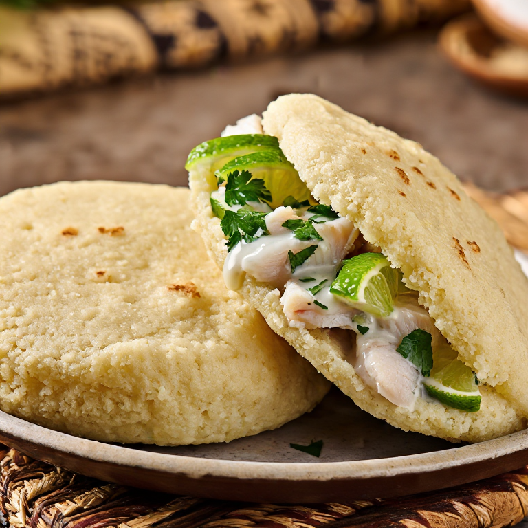 Arepa de Pescado al Estilo Anguilla con Salsa de Coco y Lima