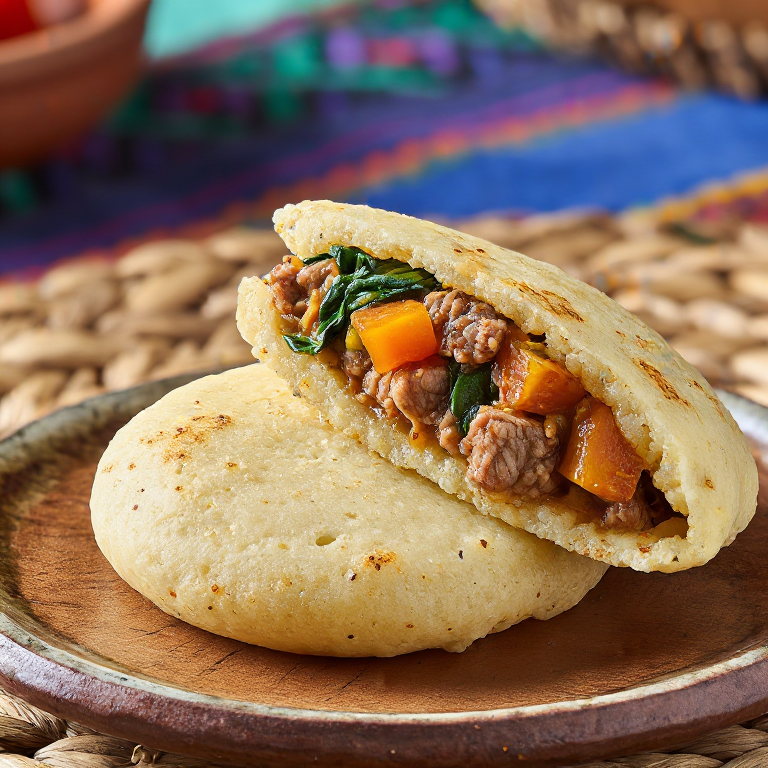 Arepa Rellena de Pepperpot (Antigua y Barbuda)