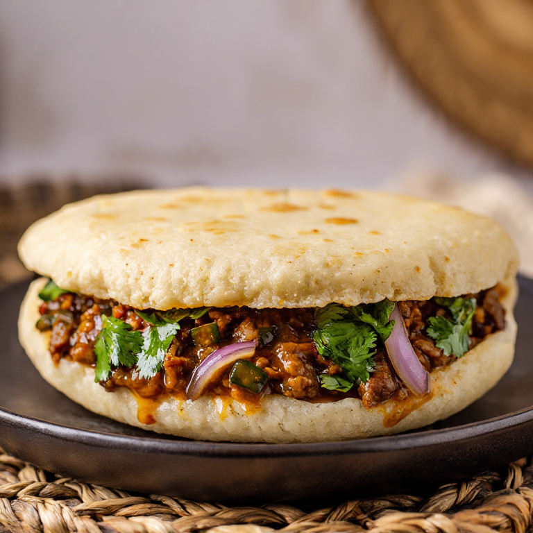 Arepa Rellena de Pepperpot Antiguano (Estilo St. John's)