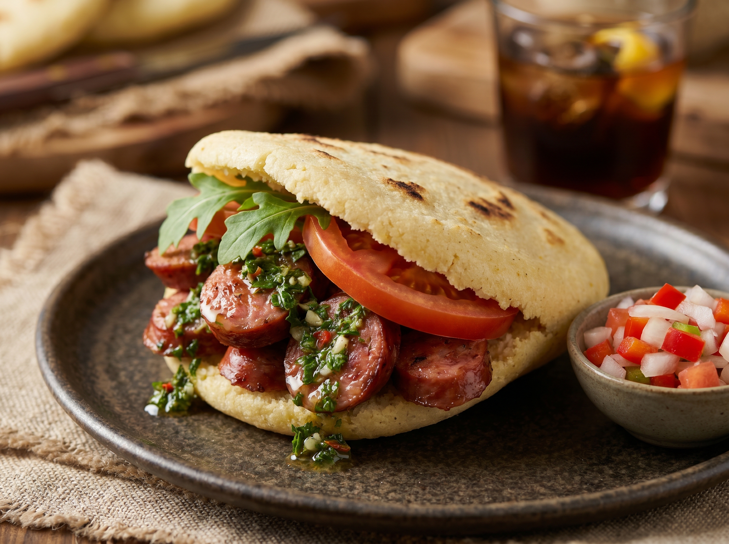 Arepa al Estilo Choripán Argentino