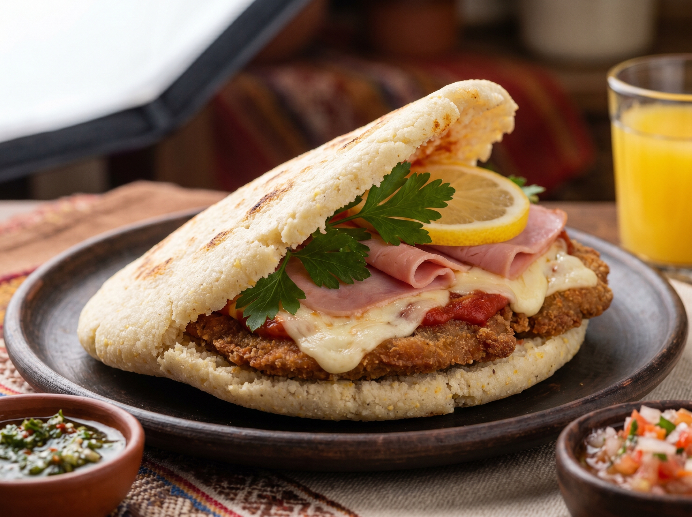 Arepa de Milanesa a la Napolitana