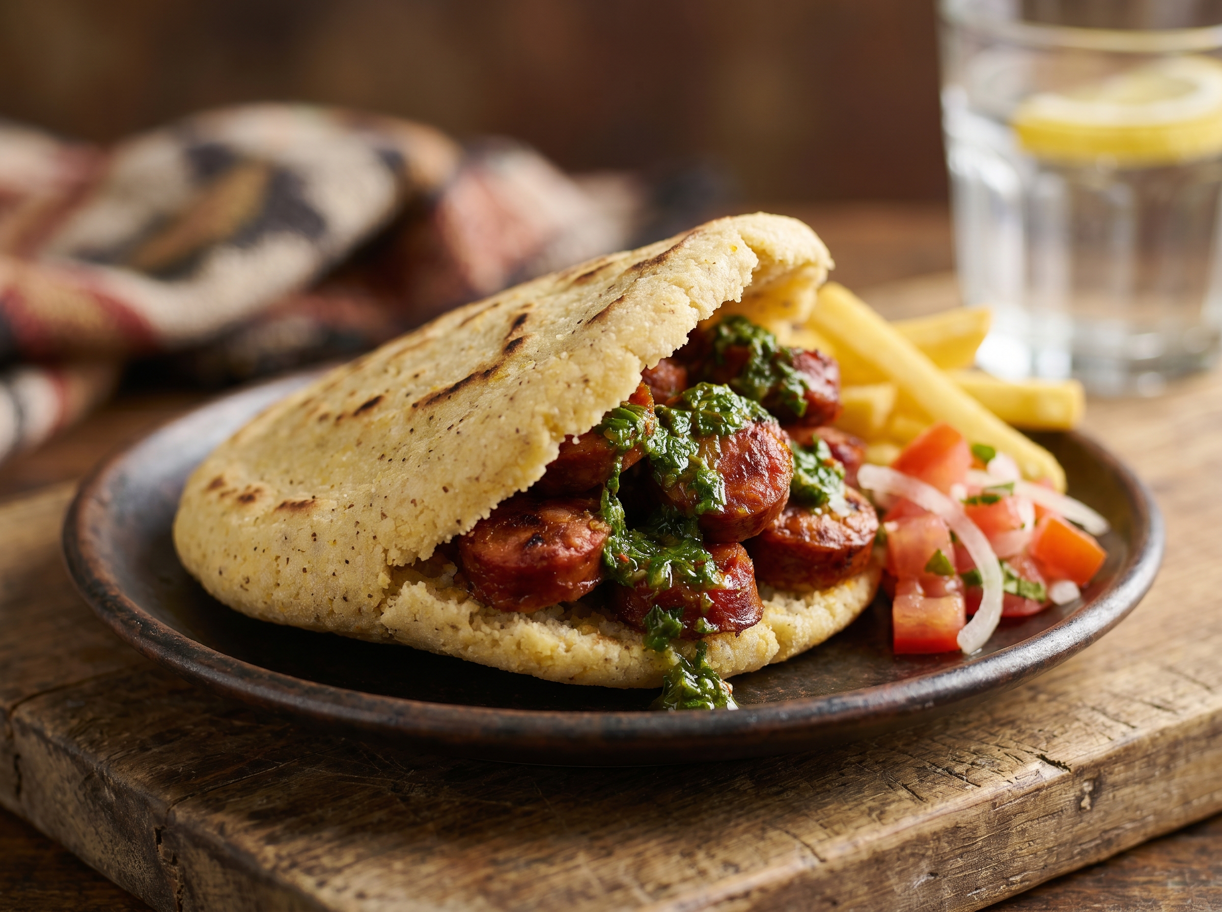 Arepa de Choripán con Chimichurri