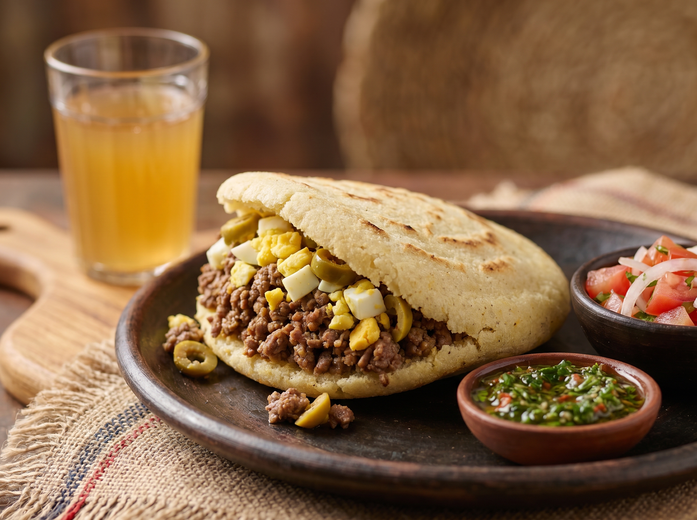Arepa de Empanada de Carne (Estilo Brandsen)