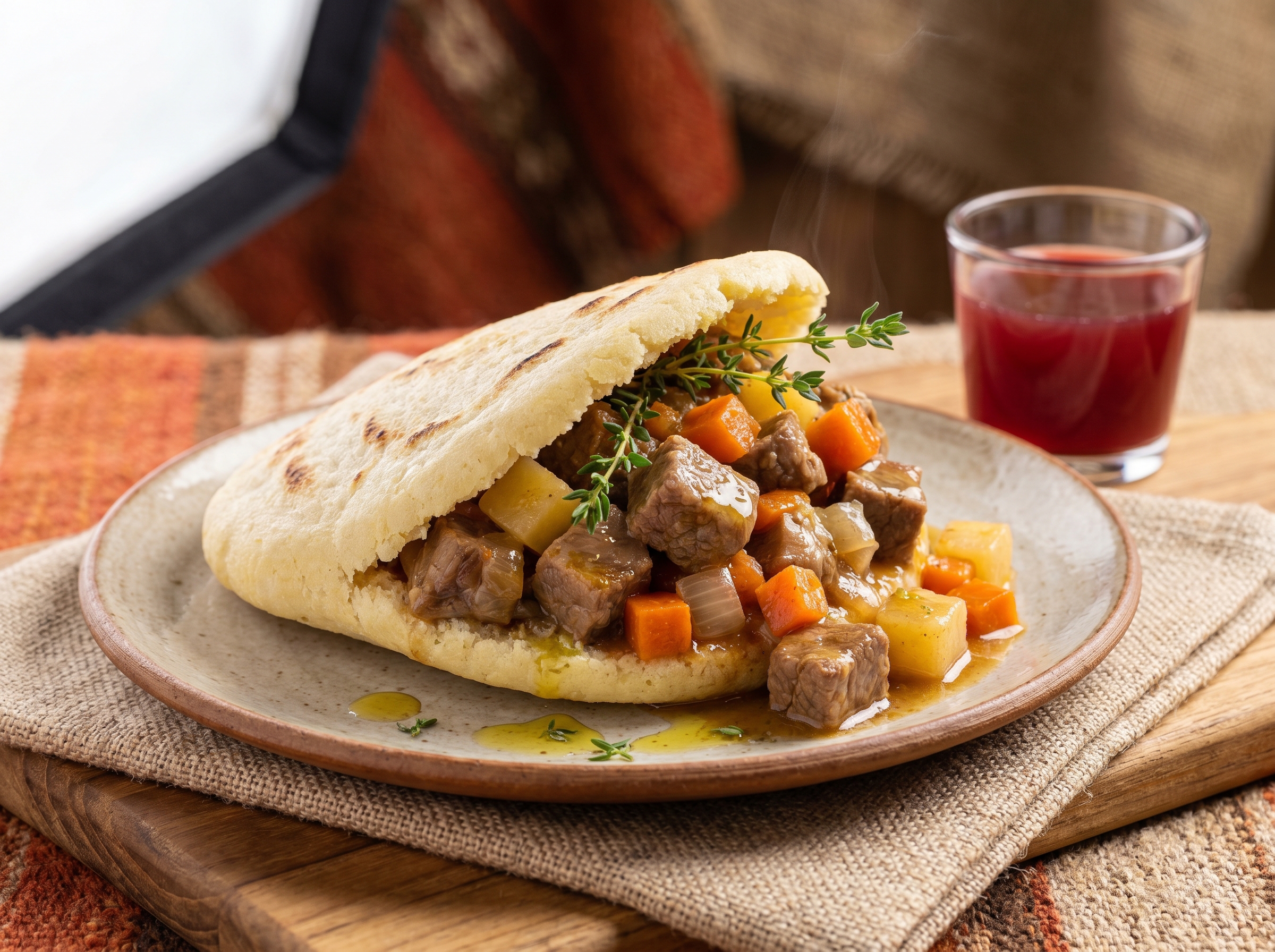 Arepa Rellena de Guiso de Cordero Patagónico