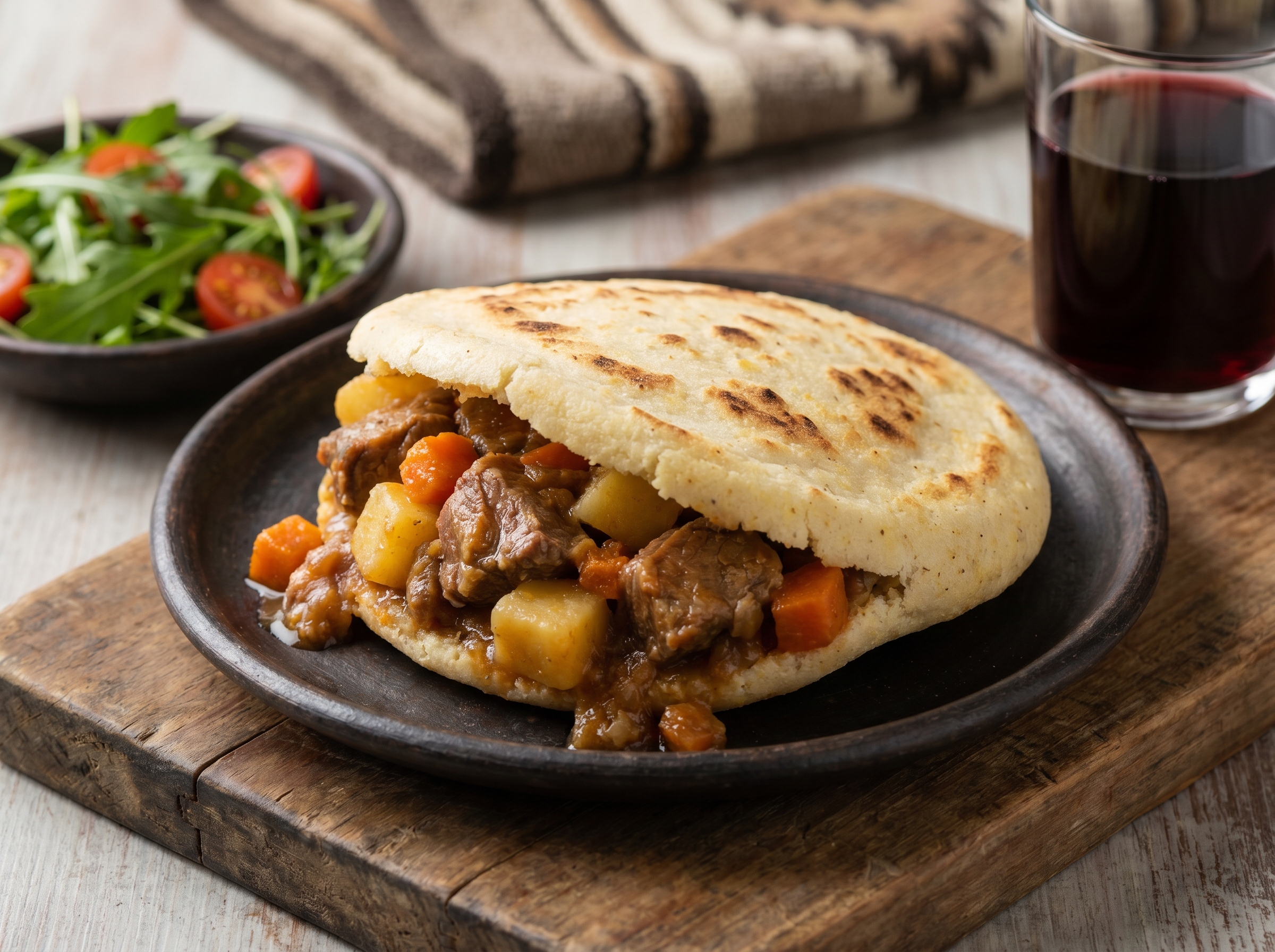 Arepa Patagónica de Cazuela de Cordero