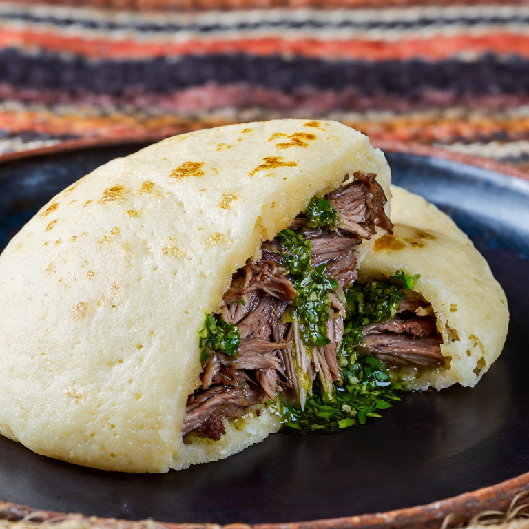 Arepa de Cordero Patagónico con Chimichurri