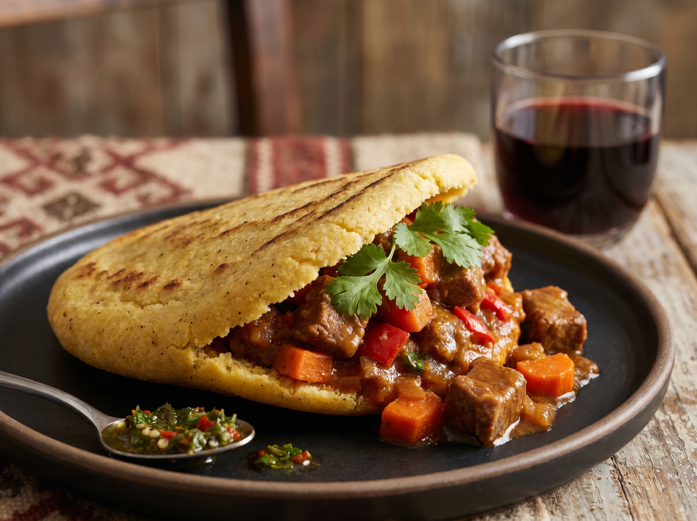 Arepa Patagónica de Cordero con Chimichurri