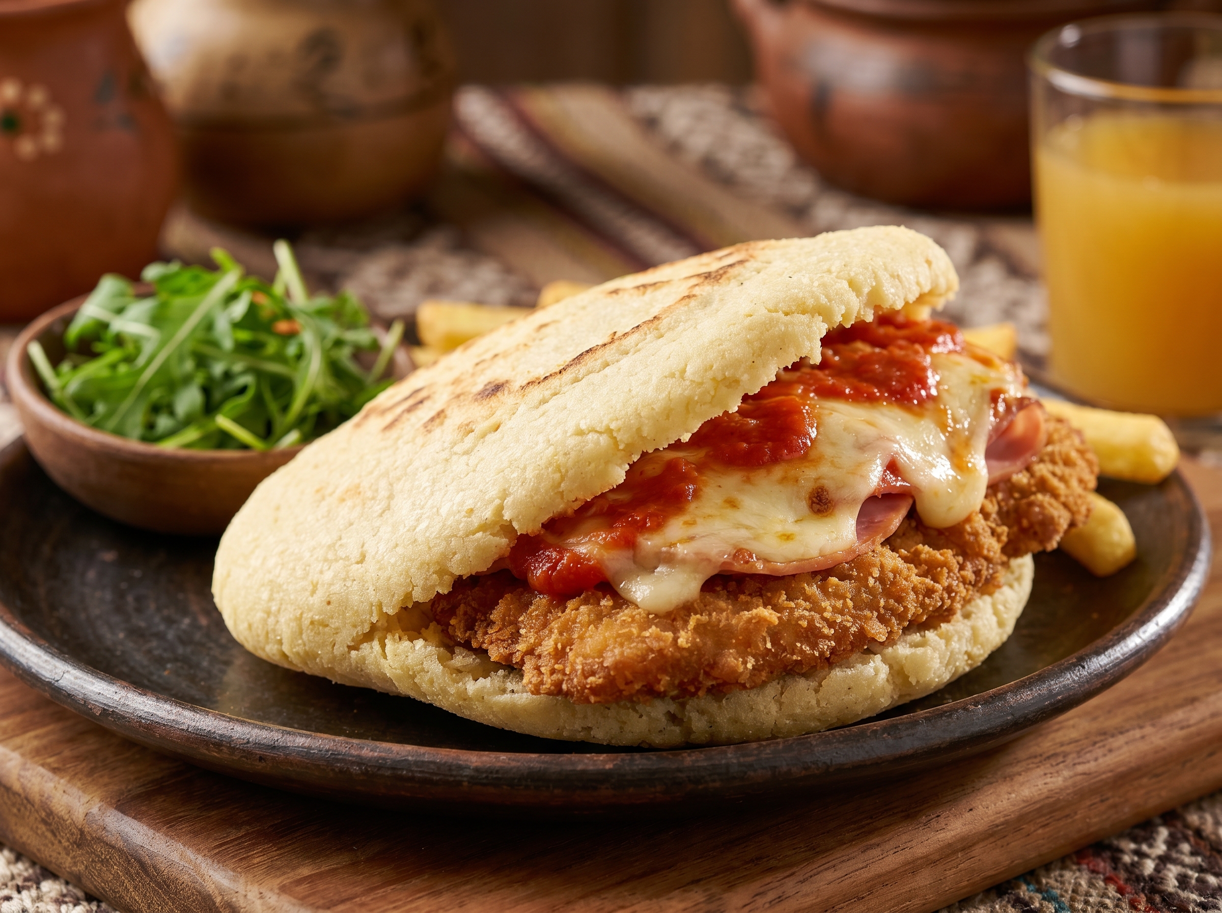 Arepa de Milanesa a la Napolitana
