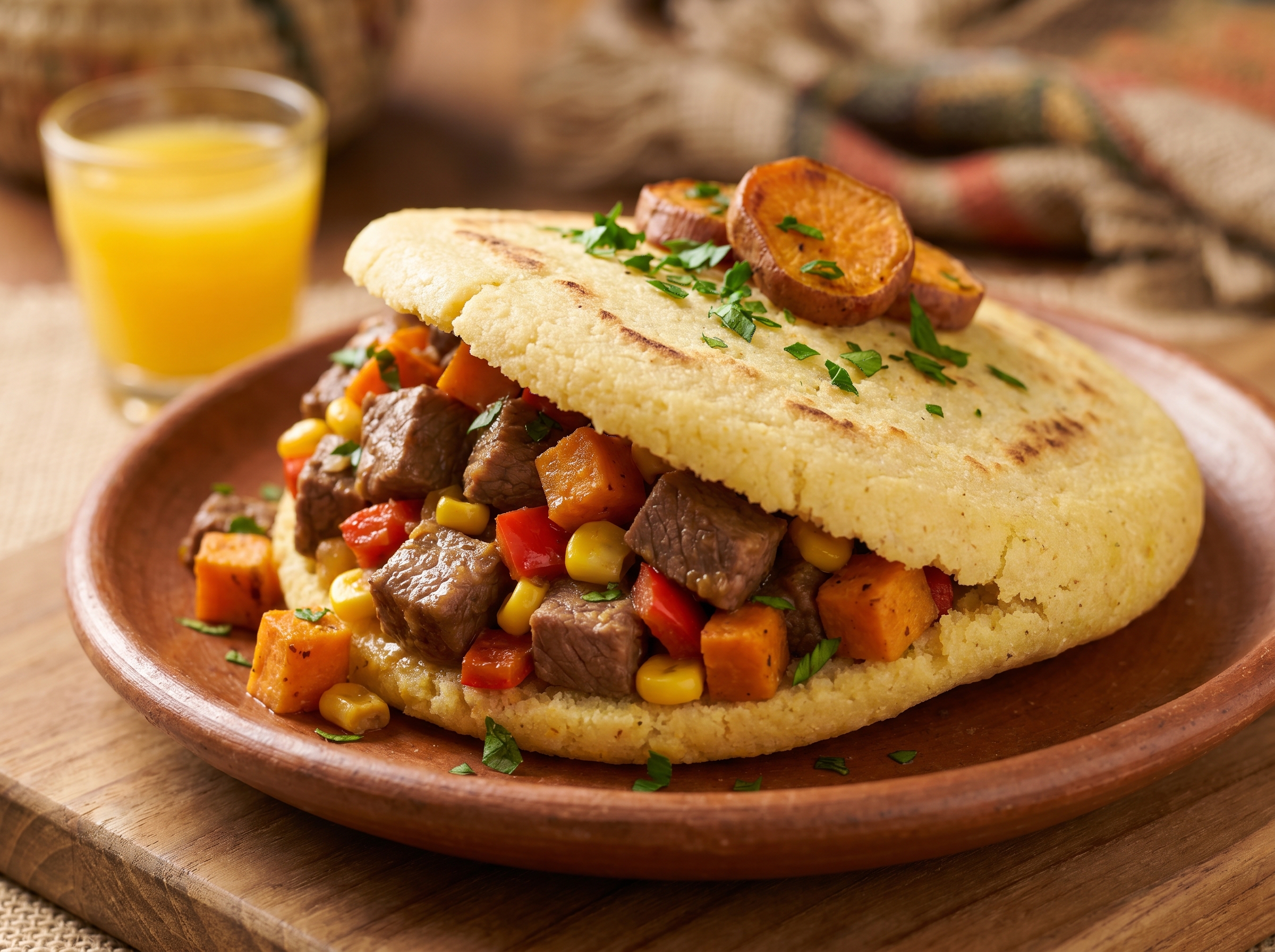 Arepa Carbonada: Fusión Salteña en un Bocado