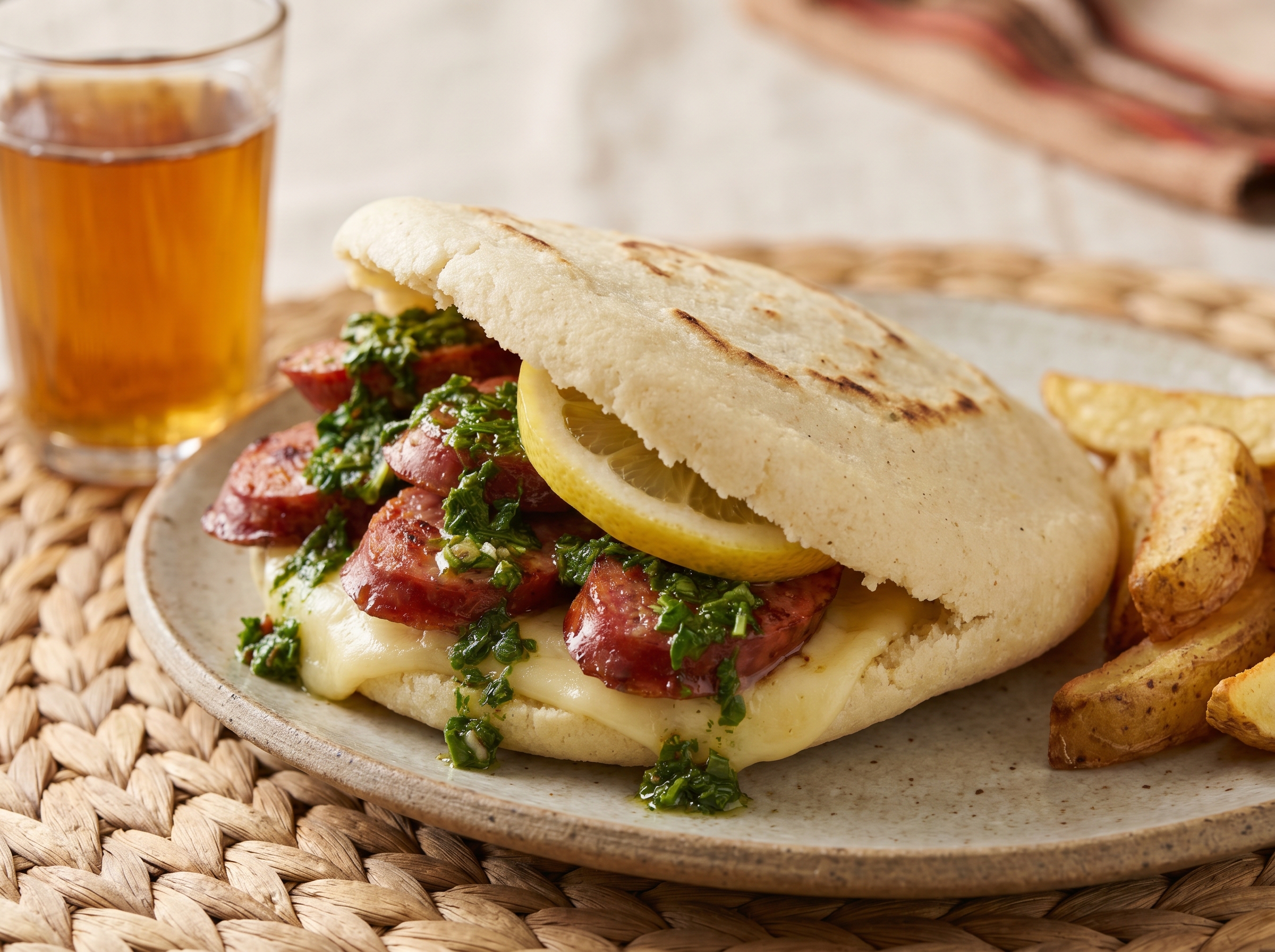 Arepa de Choripán con Chimichurri