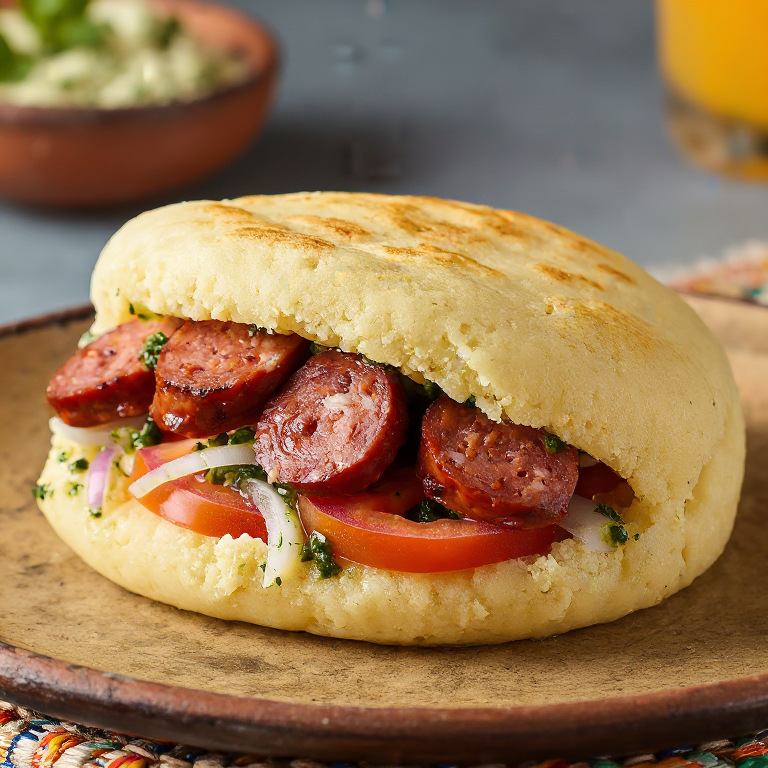 Arepa de Choripán (Fusión Argentina)