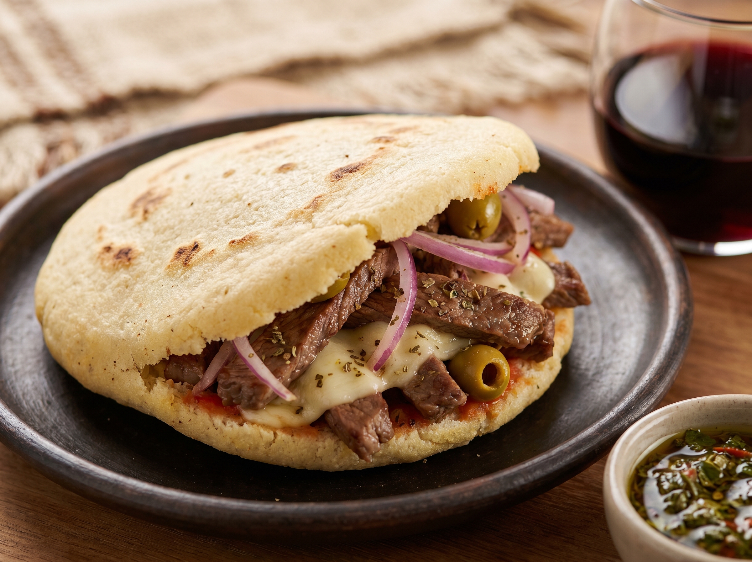 Arepa de Matambre a la Pizza