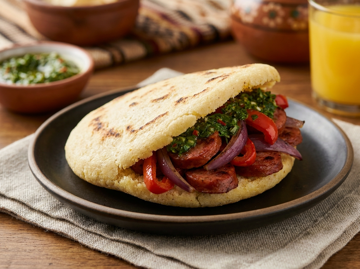 Arepa de Choripán con Chimichurri
