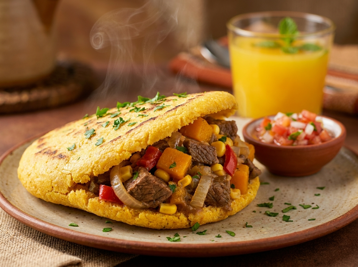 Arepa Carbonada: Fusión argentina con esencia criolla