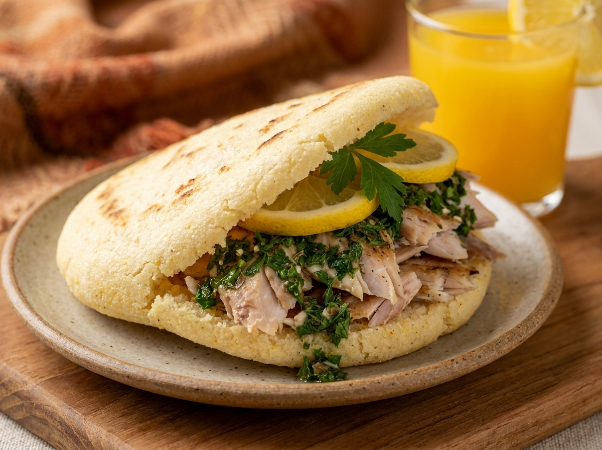 Arepa de Surubí a la Parrilla con Chimichurri
