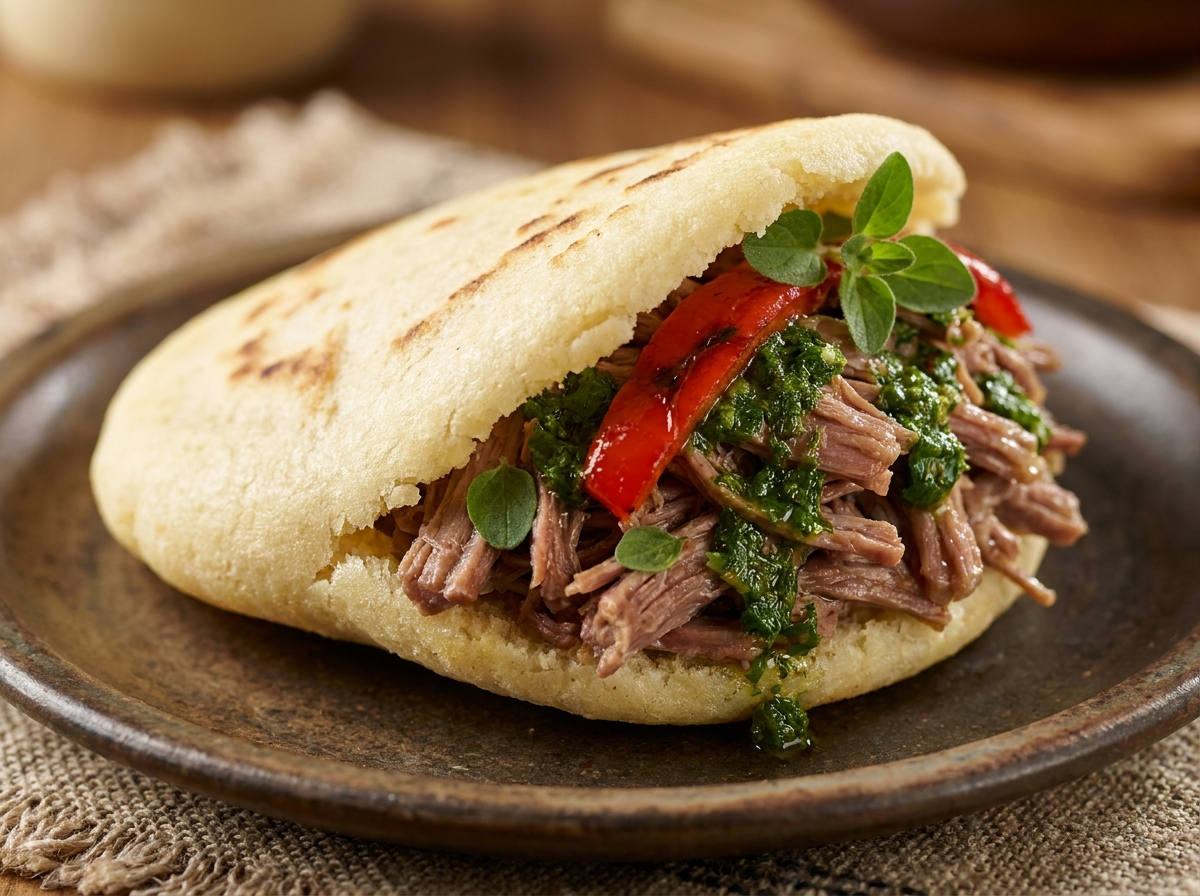 Arepa de Cordero Patagónico con Chimichurri