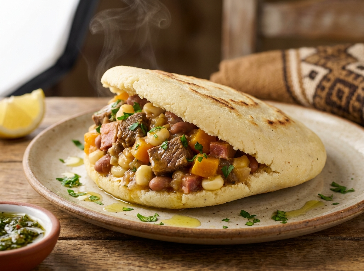 Arepa Rellena de Locro Chapaco