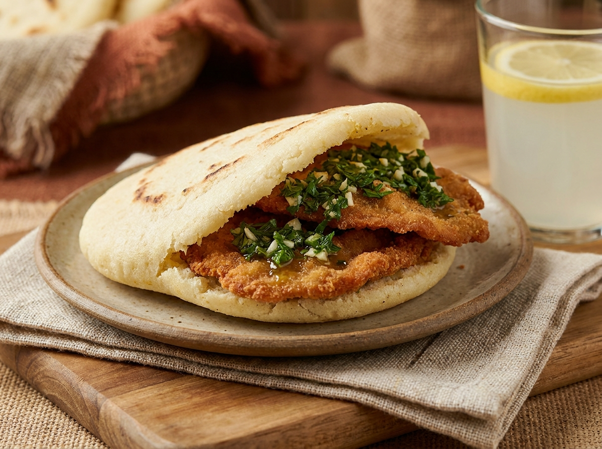 Arepa de Milanesa con Chimichurri