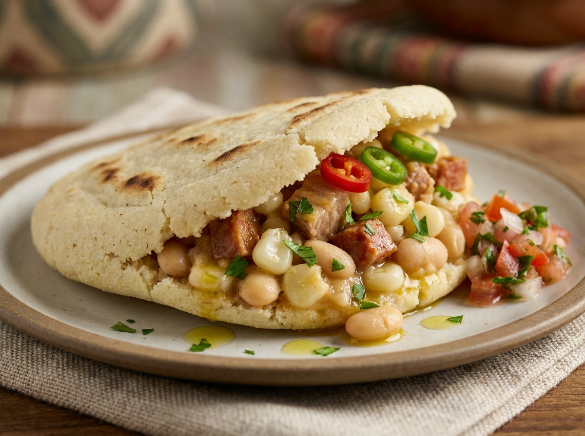 Arepa Rellena de Locro Norteño