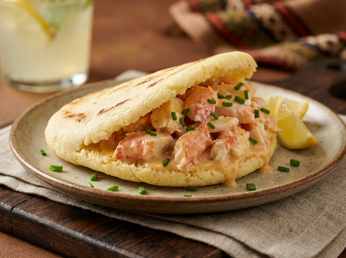 Arepa de Centolla (King Crab Arepa) de Tierra del Fuego