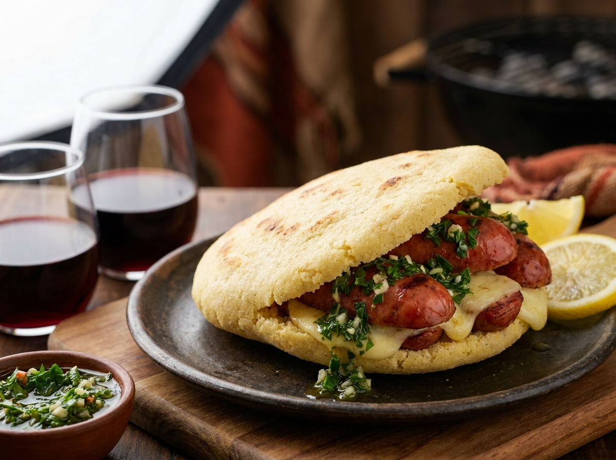 Arepa Chori-Provoleta (Choripán Arepa)