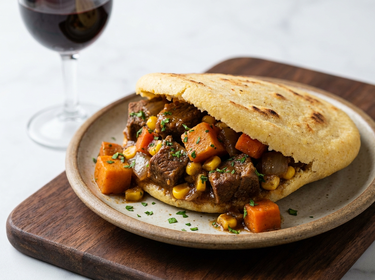 Arepa Rellena de Carbonada Argentina