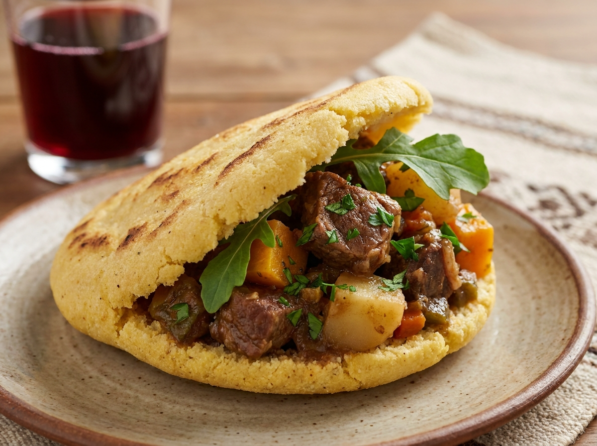 Arepa de Cazuela de Cordero Patagónica