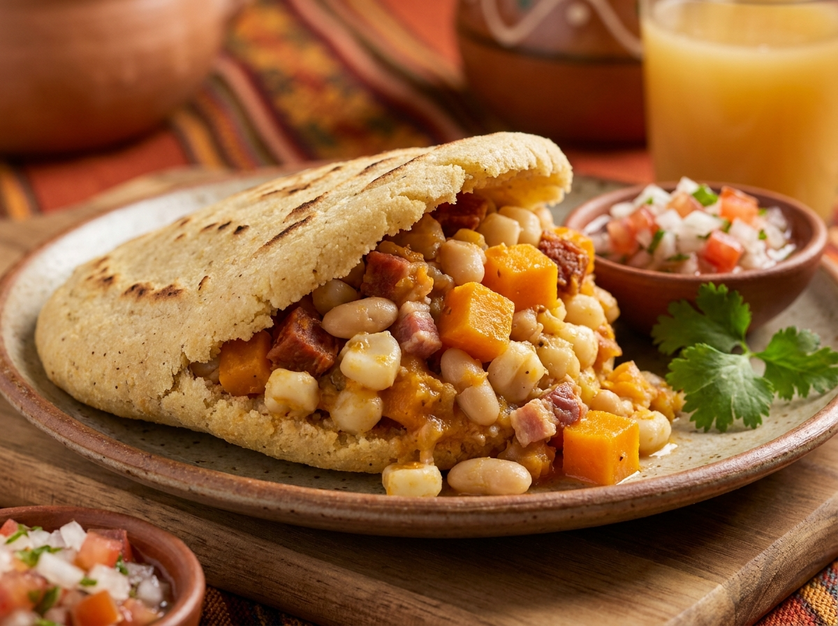 Arepa Rellena de Locro Salteño