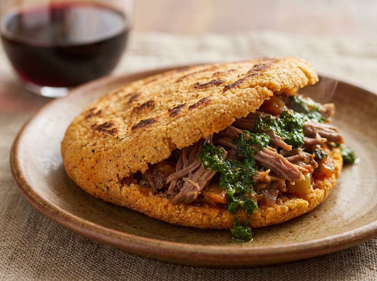 Arepa de Cordero Patagónico con Chimichurri