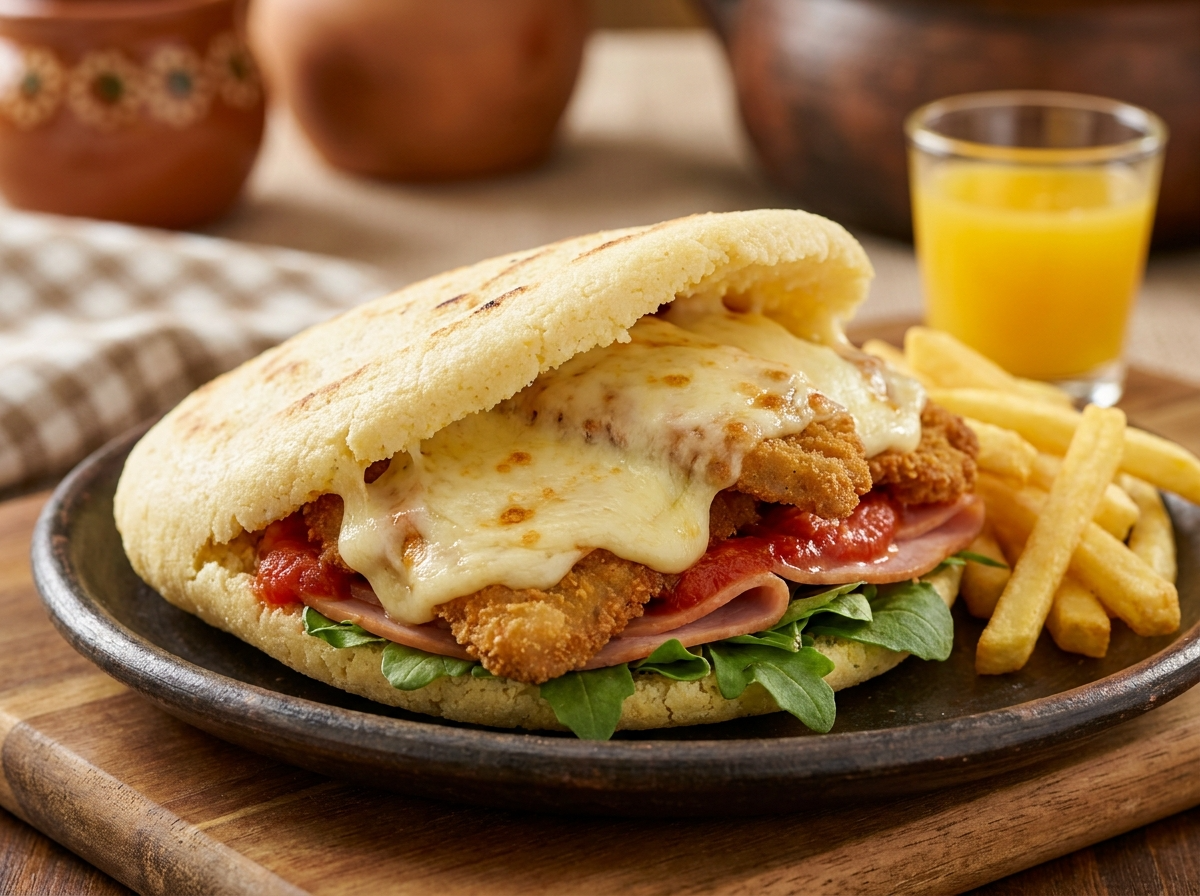 Arepa de Milanesa a la Napolitana