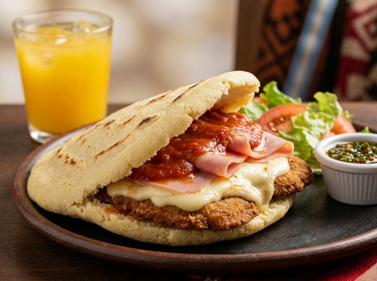 Arepa de Milanesa a la Napolitana