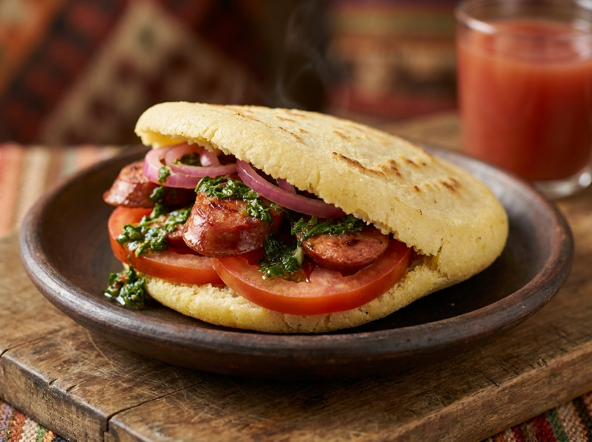 Arepa de Choripán: Fusión Argentina