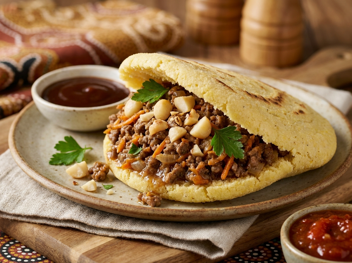 Arepa Australiana de Carne al Estilo Meat Pie