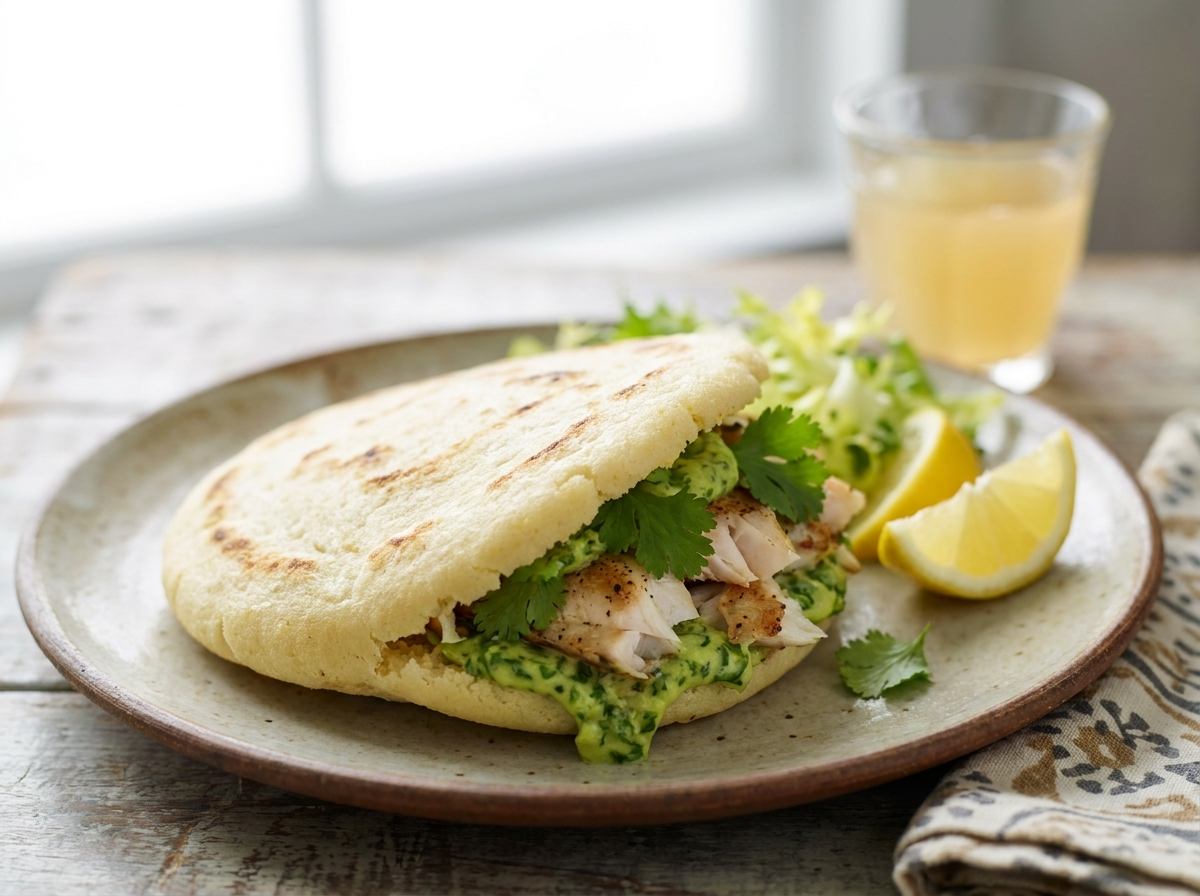 Arepa de Pargo a la Parrilla con Limón y Hierbas, Estilo Barwon Heads