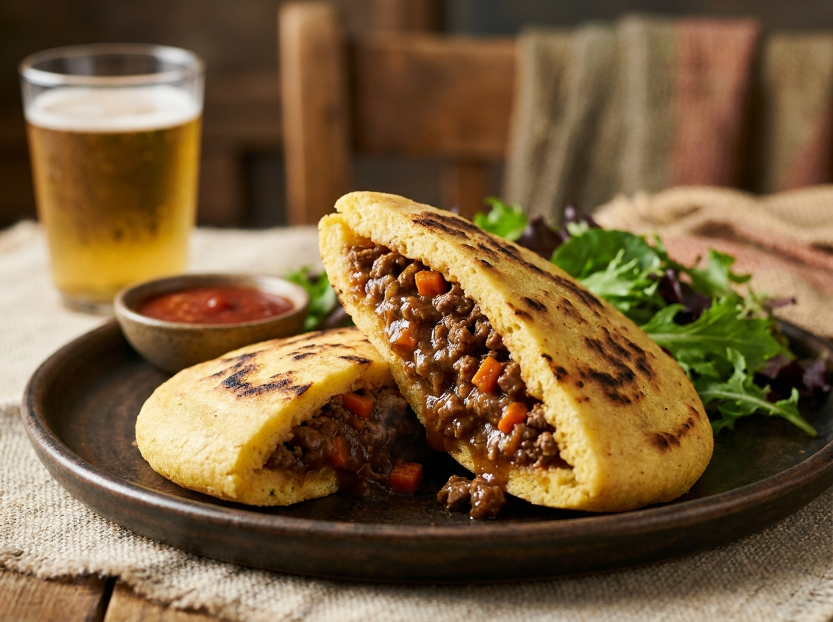 Arepa Bendigo: Empanada Australiana de Carne y Salsa