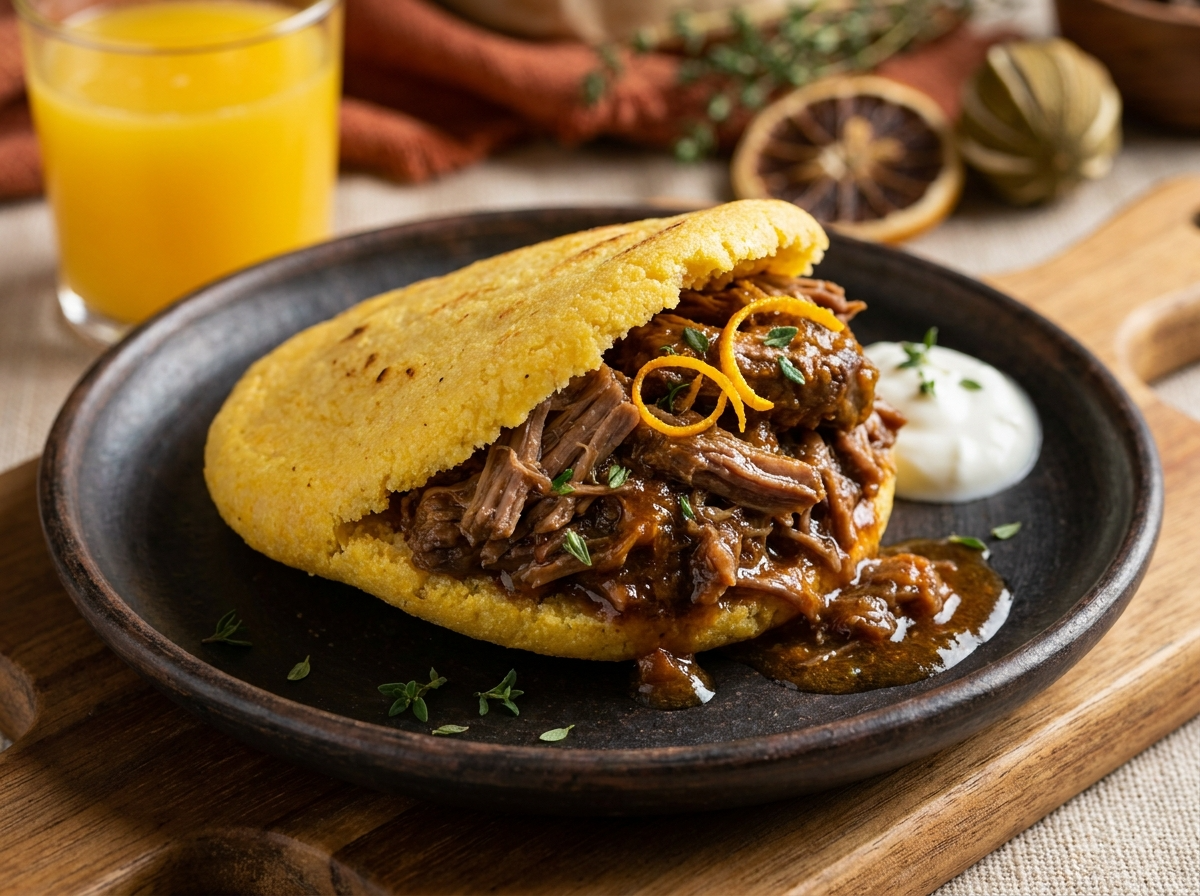 Arepa de Cordero Estofado con Cítricos de Berri