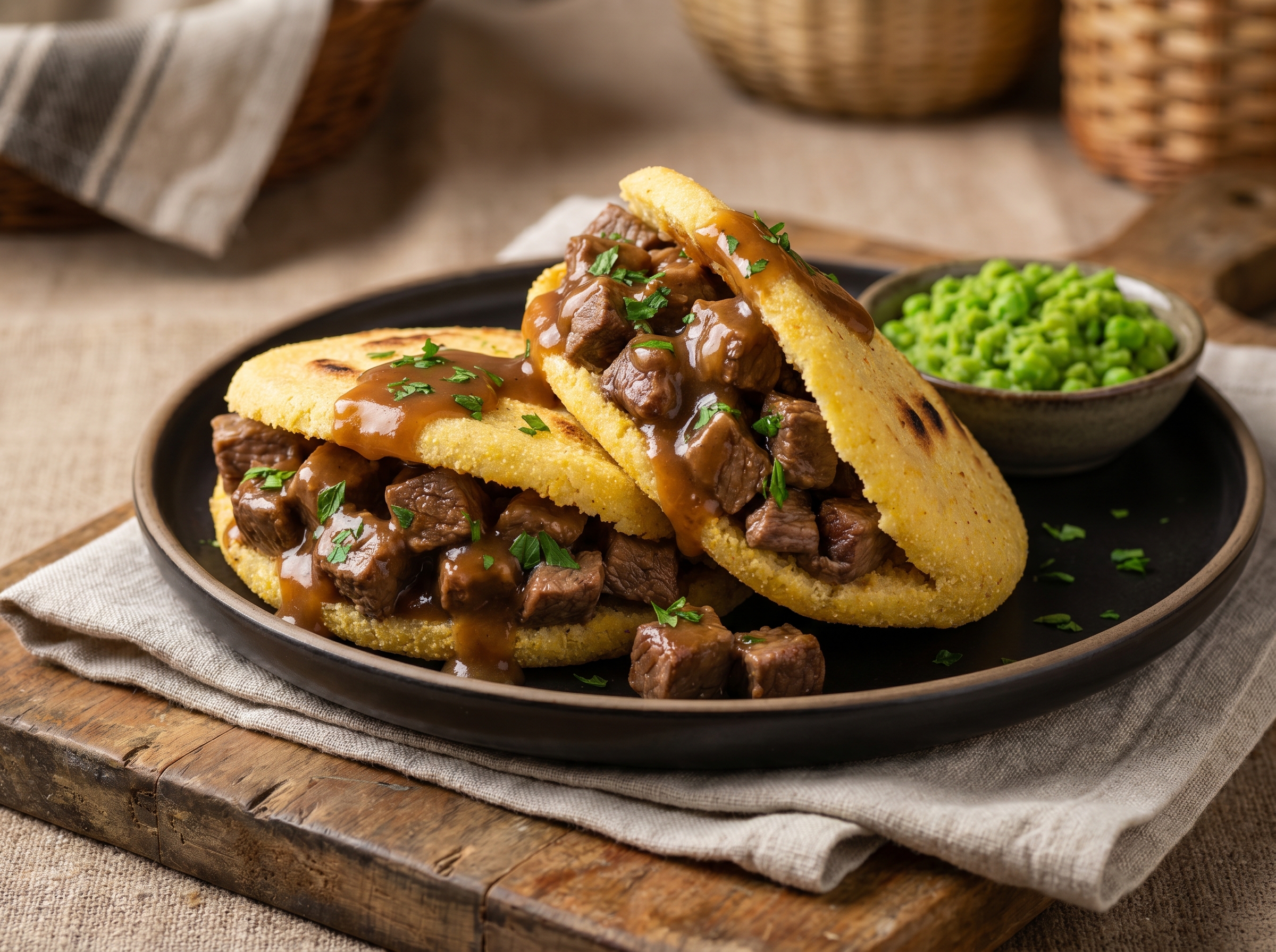 Aussie Meat Pie Arepa: Australian Beef & Gravy Stuffed Arepas