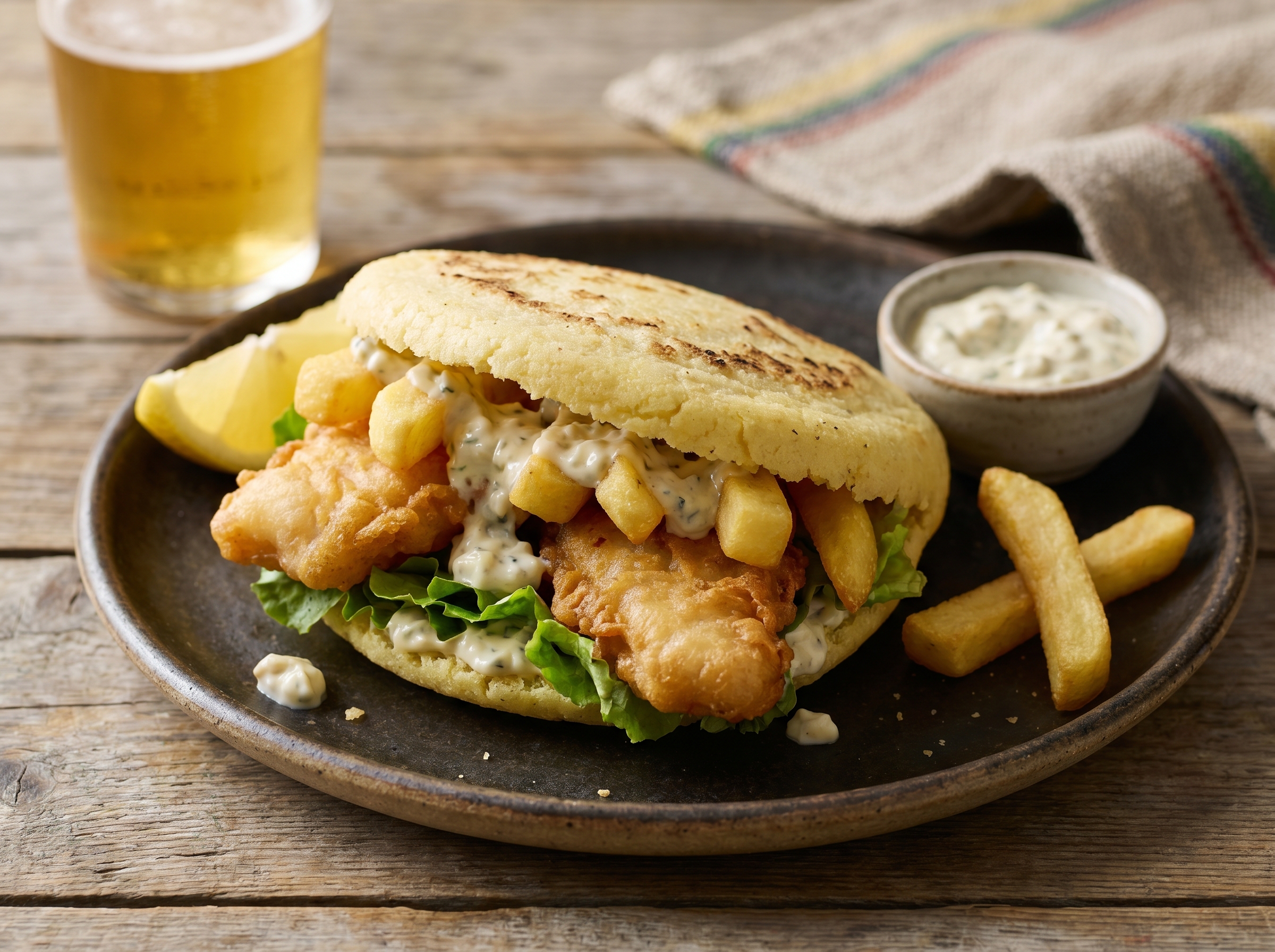 Arepa Fish and Chips Australiana