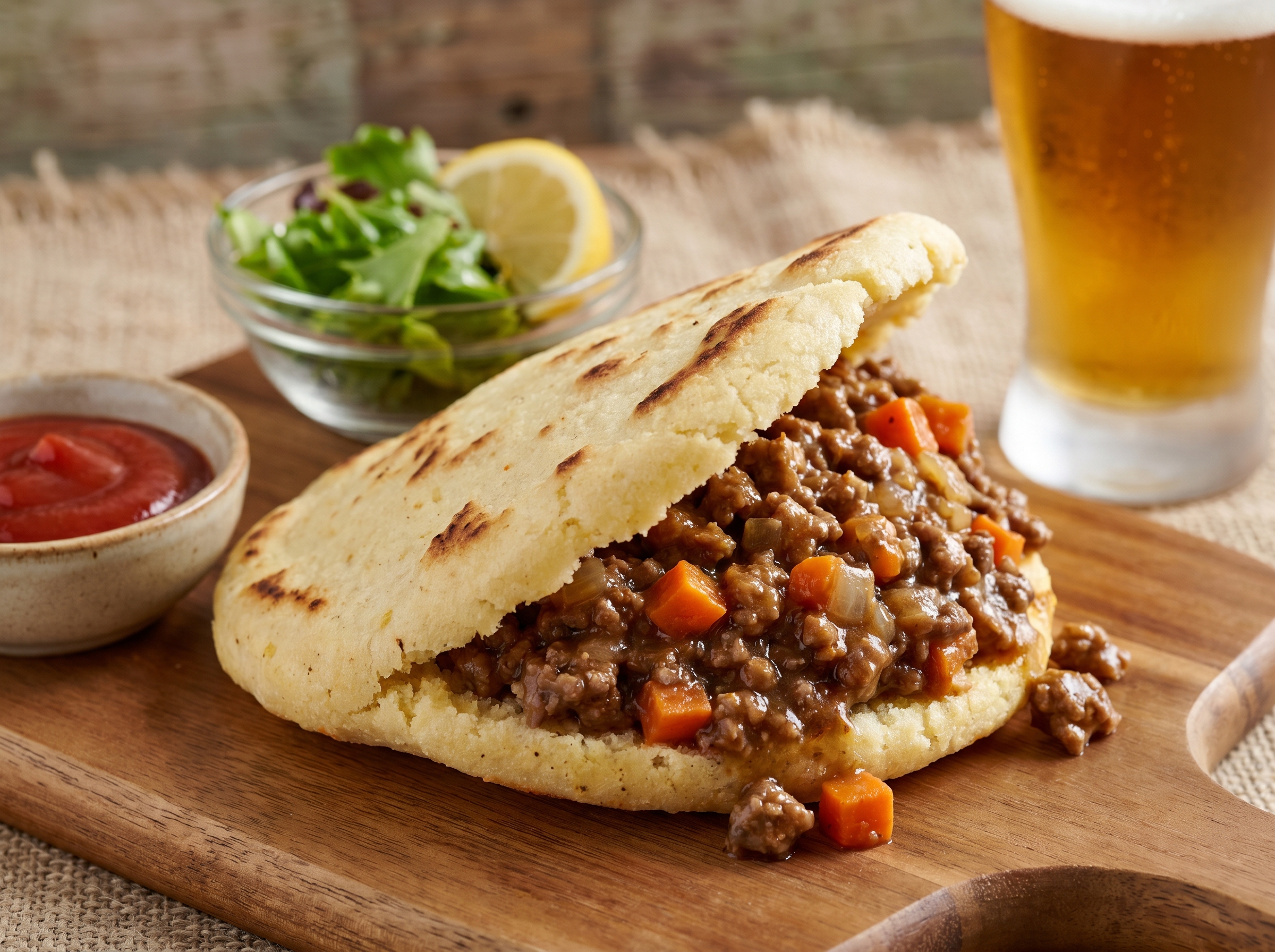 Arepa Australiana de Carne al Horno (Australian Meat Pie Arepa)